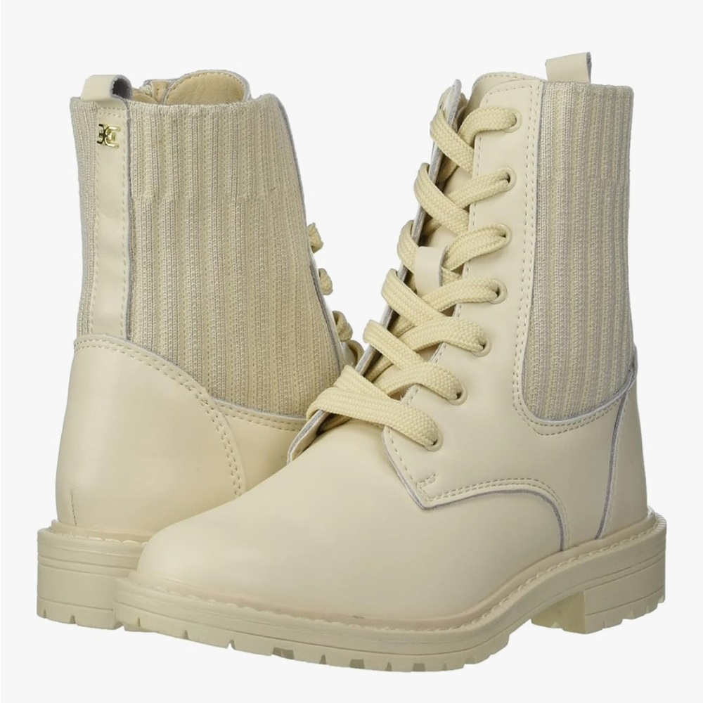 Sam Edelman Cream Lace-Up Kids Boots